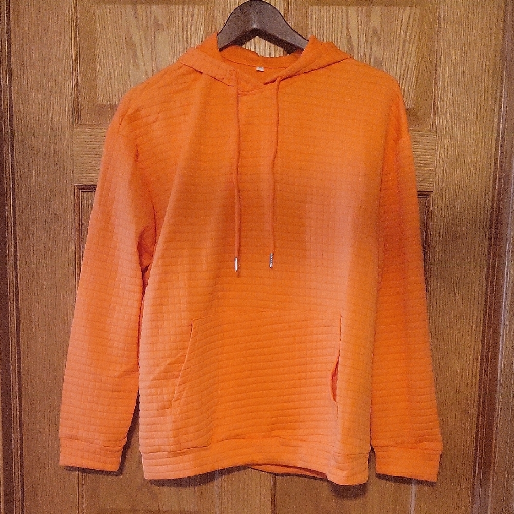 Vibrant Orange Quilted Hoodie for Women
